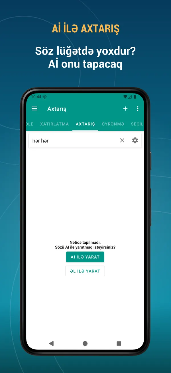 Arabic and Persian Words in Azerbaijani: ai search screen