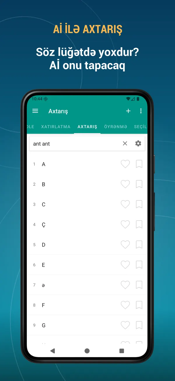 Azerbaijani Philosophy Dictionary: ai search screen