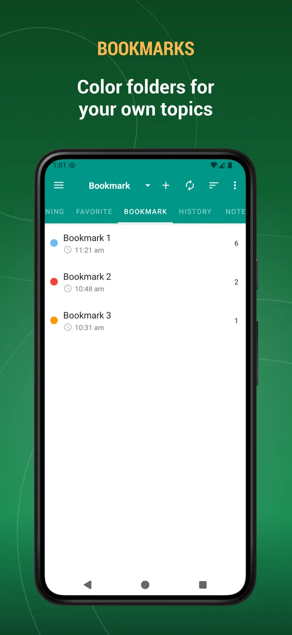 English German Dictionary: bookmark screen