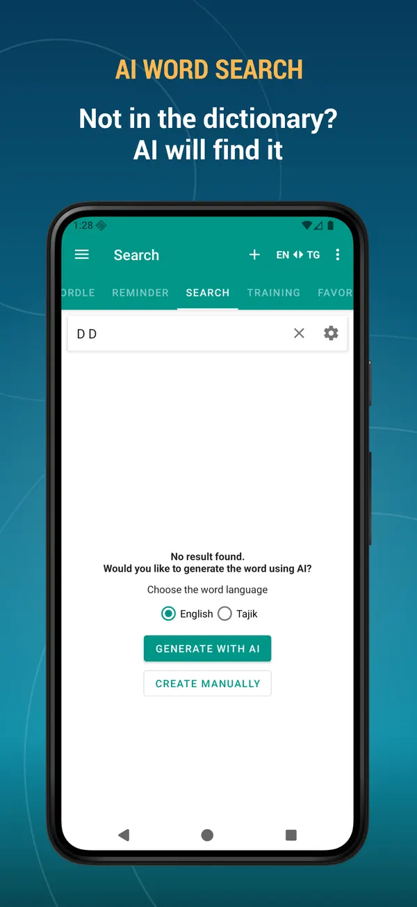 English Tajik Dictionary: ai search screen