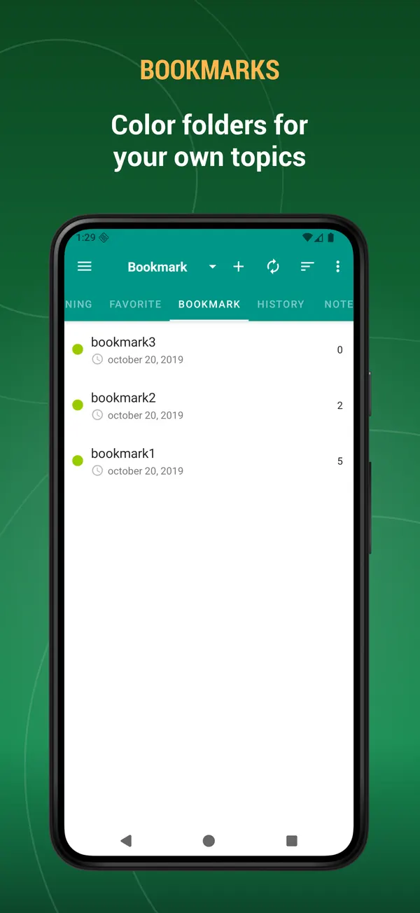 English Turkish Dictionary: bookmark screen