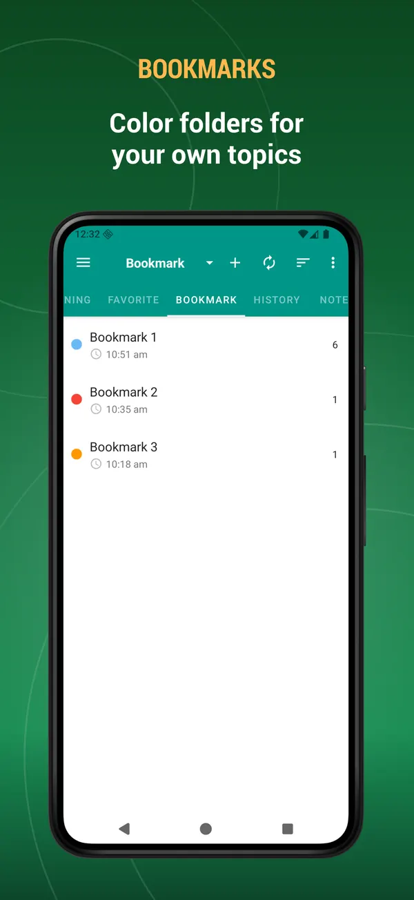 French Italian Dictionary: bookmark screen