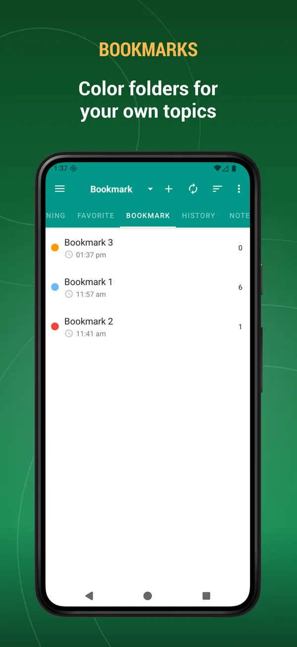 French Turkish Dictionary: bookmark screen