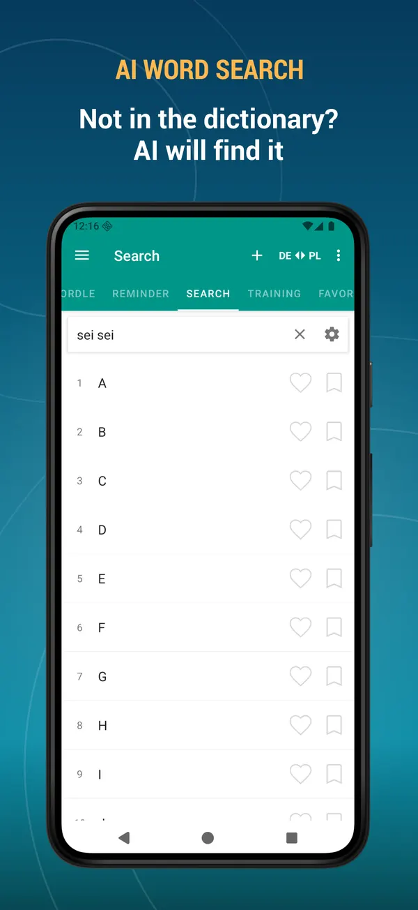 German Polish Dictionary: ai search screen