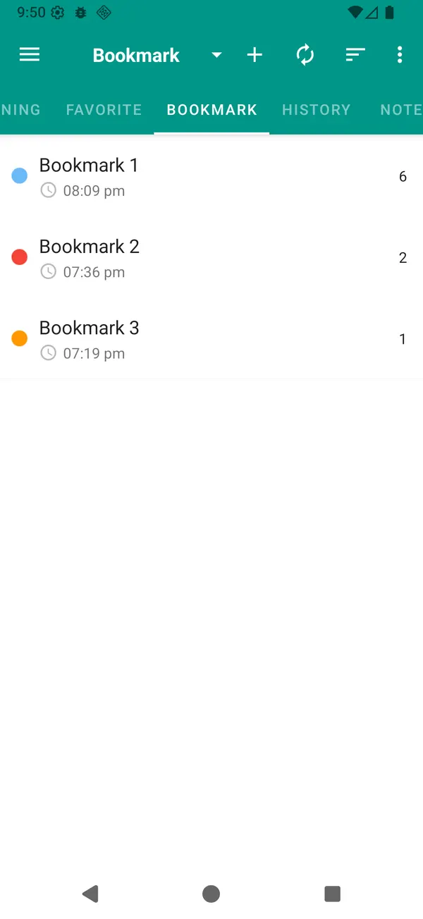Russian Czech Dictionary: bookmark screen