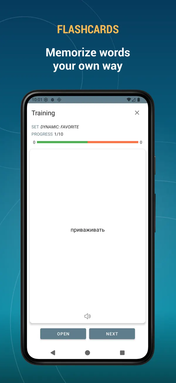 Russian Explanatory Dictionary: training screen