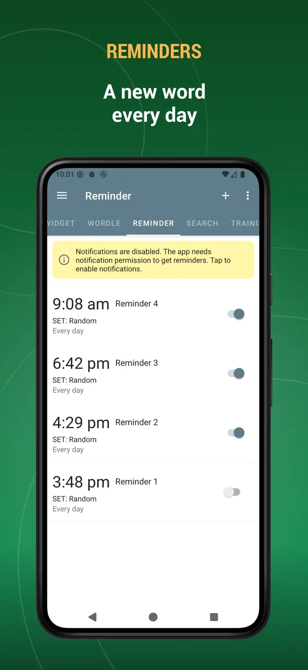 Russian Explanatory Dictionary: reminder screen