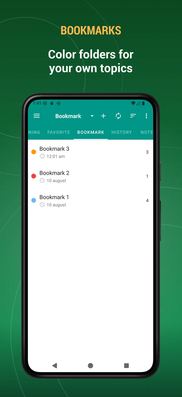Russian French Dictionary: bookmark screen
