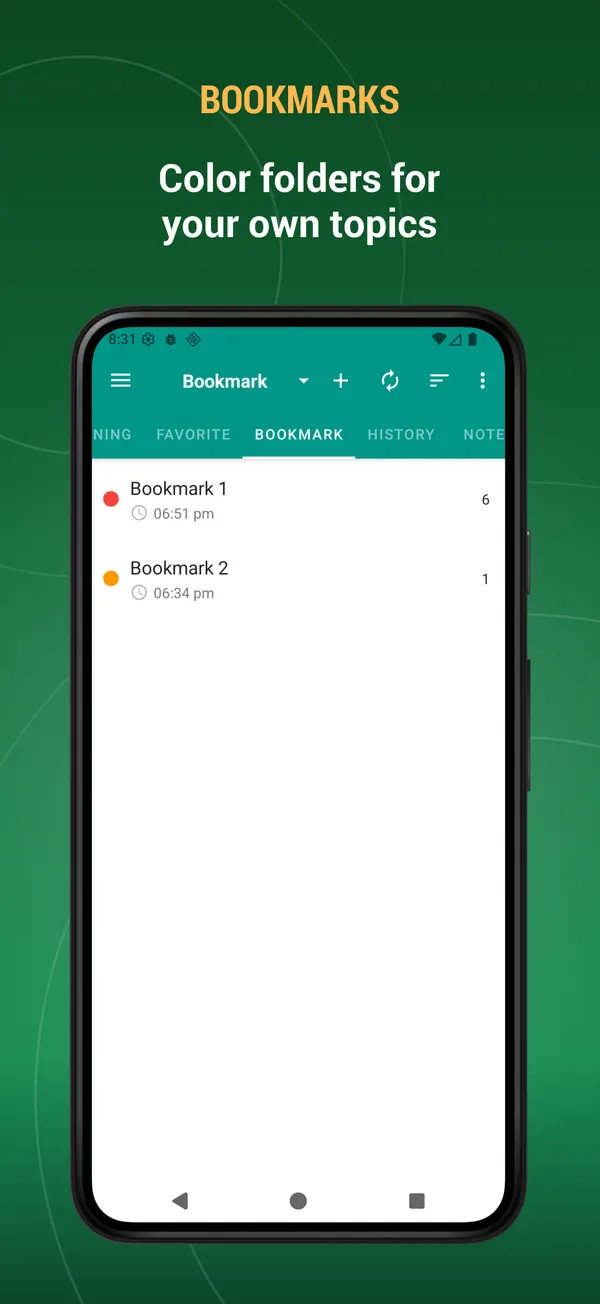 Russian German Dictionary: bookmark screen